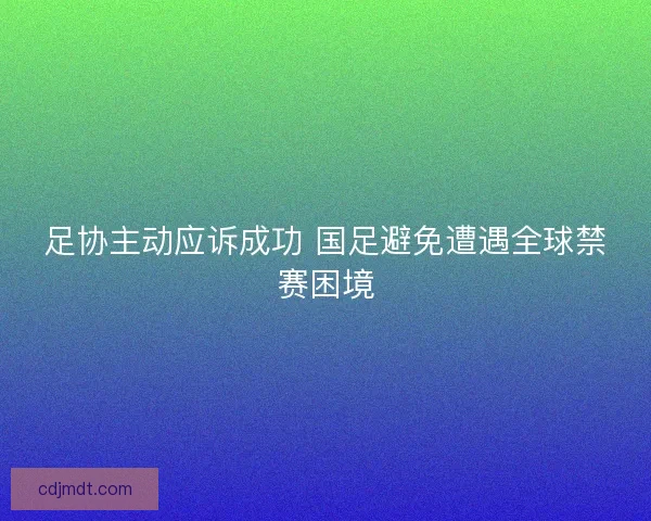 足协主动应诉成功 国足避免遭遇全球禁赛困境